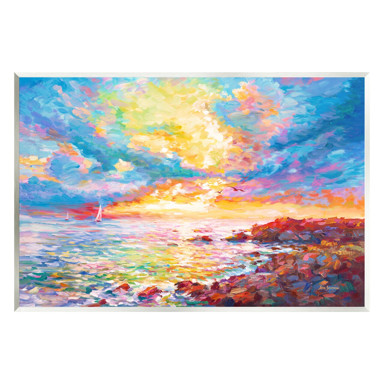 Stupell Industries Mediterranean Sunset Coast Wall Plaque Art